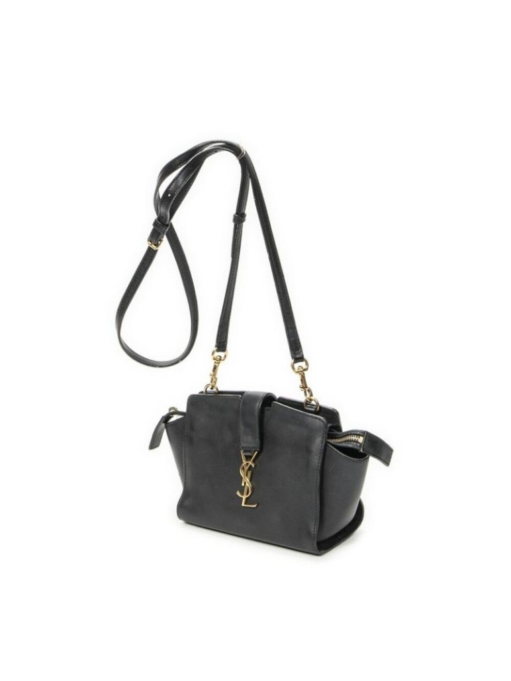 Saint Laurent Yves Monogram Cabas Black Calfskin Leather Messenger Bag - Picture 2 of 10